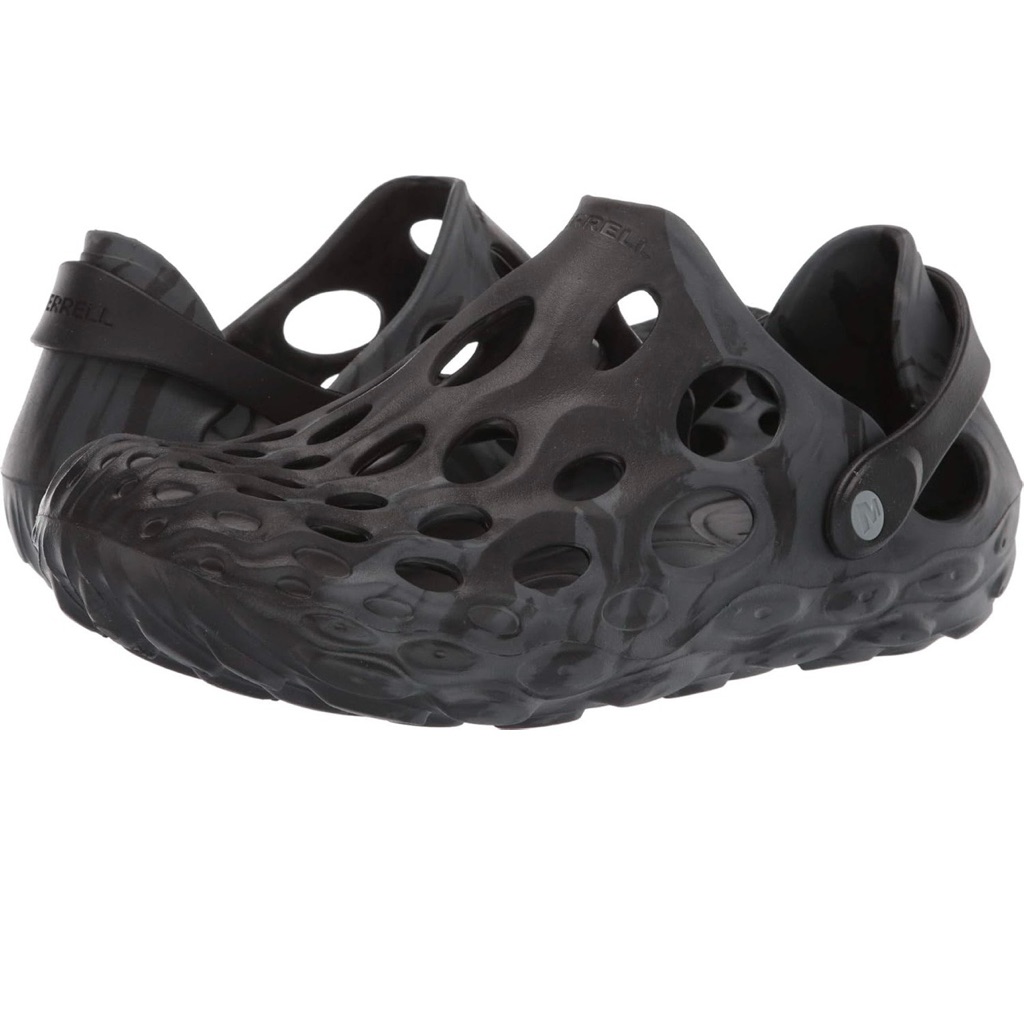Merrell Black Perforated Slip-On Clog With Heel Strap
